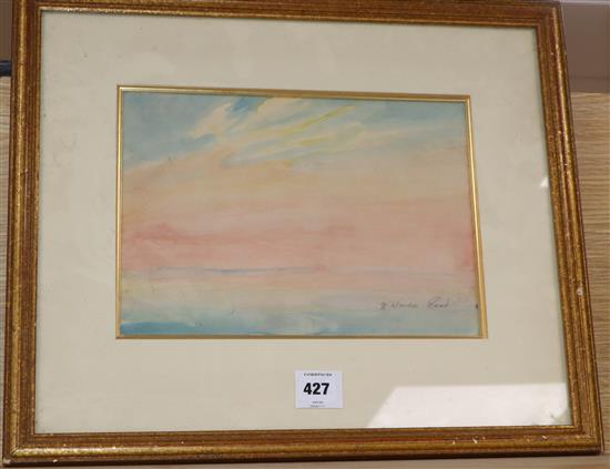 Nina Winder Reid, watercolour, Sunset study, signed in pencil, 22 x 31cm